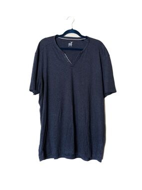 Raffi Brad V Neck Cotton Henley Short Sleeve Top